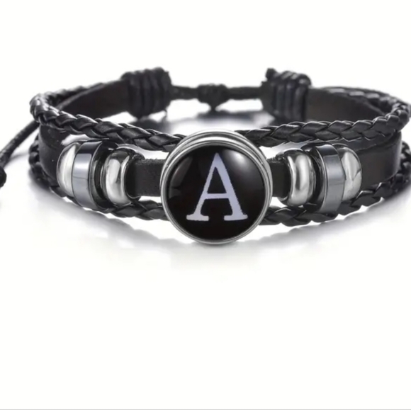 Leather Braided Initial Bracelet - Picture 3 of 4